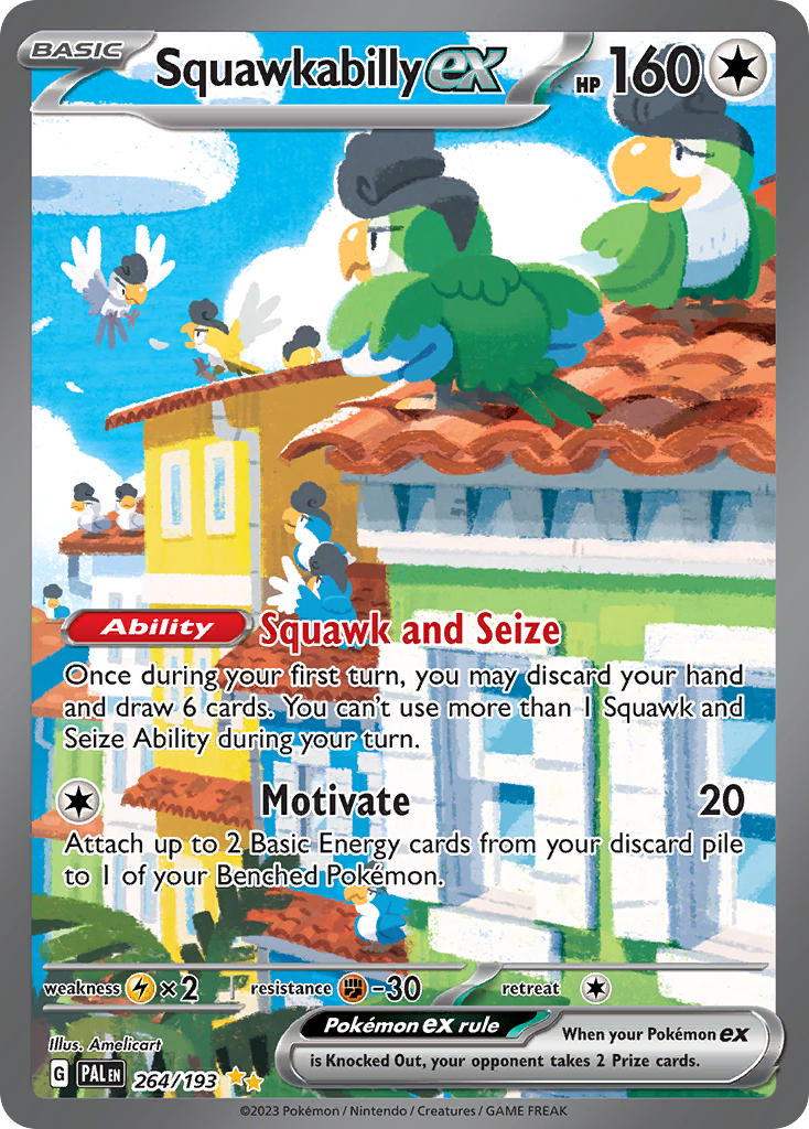 Squawkabilly ex #264/193 Écarlate et Violet Évolutions à Paldea 2023 Comme neuf