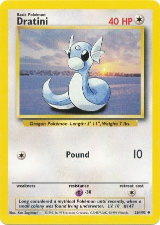 Dratini 1999 Base Set Unlimited #26/102 Trading Card Lightly Played