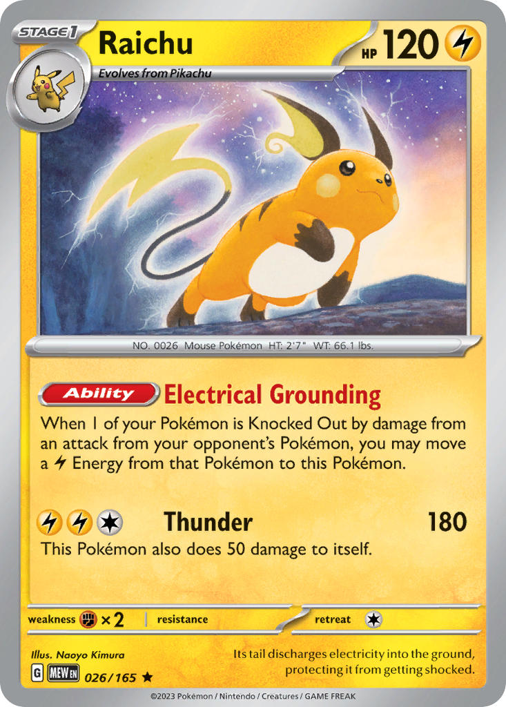 Raichu 2023 151 151 #026/165 Near Mint