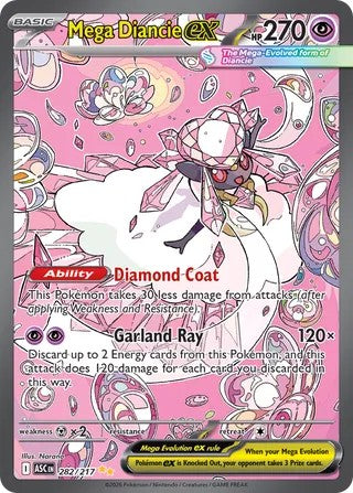 Mega Diancie ex #282/217 Héroes Ascendidos 2026 Casi Nuevo