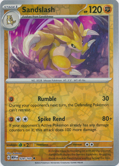 Sandslash 2023 151 151 #028/165 Near Mint