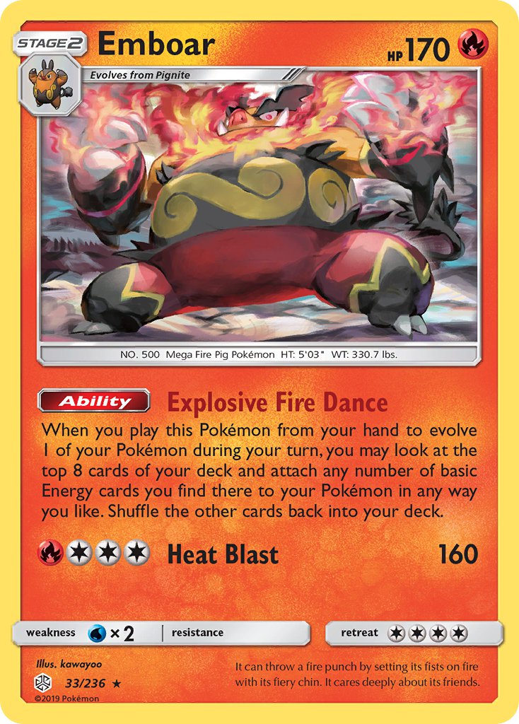 Emboar #33/236 Cosmic Eclipse 2019 Near Mint