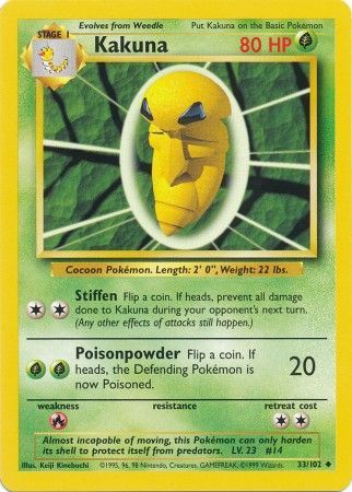 Kakuna 1999 Base Set Unlimited #33/102 Trading Card Near Mint