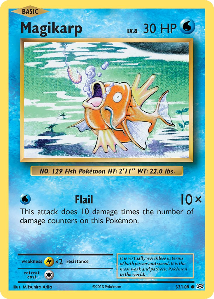 Magikarp 2016 Evoluciones Evoluciones #33/108 Moderadamente Jugado