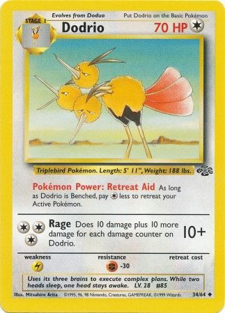 Dodrio 1999 Jungle Unlimited #34/64 Trading Card Near Mint