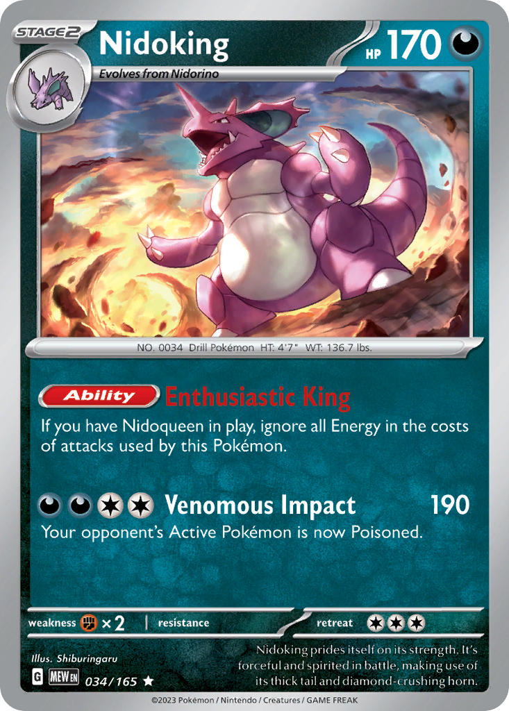 Nidoking 2023 151 151 #034/165 Near Mint