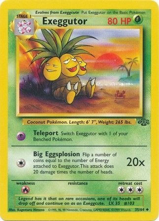 Exeggutor 1999 Jungle Unlimited #35/64 Trading Card Lightly Played