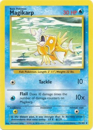 Magikarp 1999 Base Set Unlimited #35/102 Trading Card Near Mint