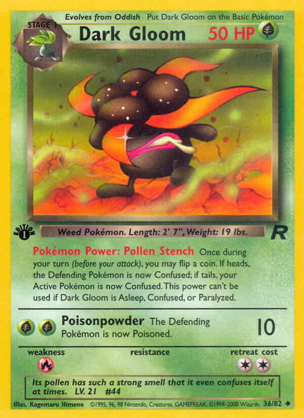 Dark Gloom 2000 Team Rocket 1st Edition #36/82 Trading Card Near Mint