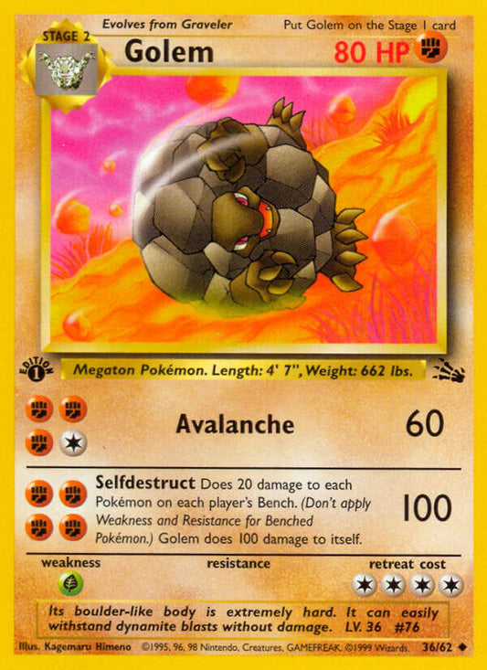 Golem 1999 Fossil 1st Edition #36/62 Trading Card Lightly Played
