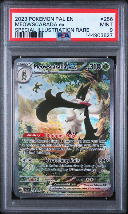 Meowscarada ex #256/193 Evoluciones en Paldea 2023 PSA 9
