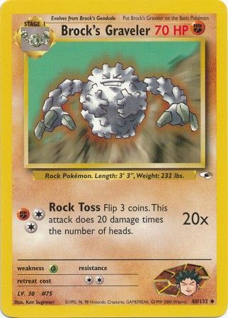 Brock's Graveler 2000 Gym Heroes Unlimited #40/132 Trading Card Near Mint