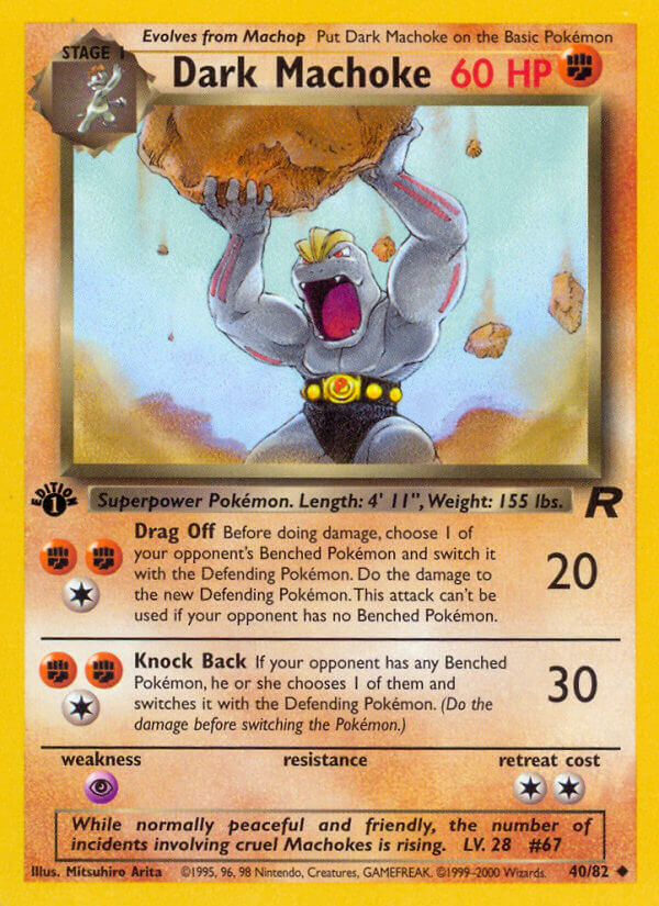 Dark Machoke 2000 Team Rocket 1st Edition #40/82 Trading Card Near Mint