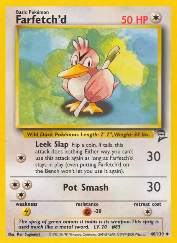 Farfetch'd 2000 Base Set 2 #40/130 Trading Card Moderately Played