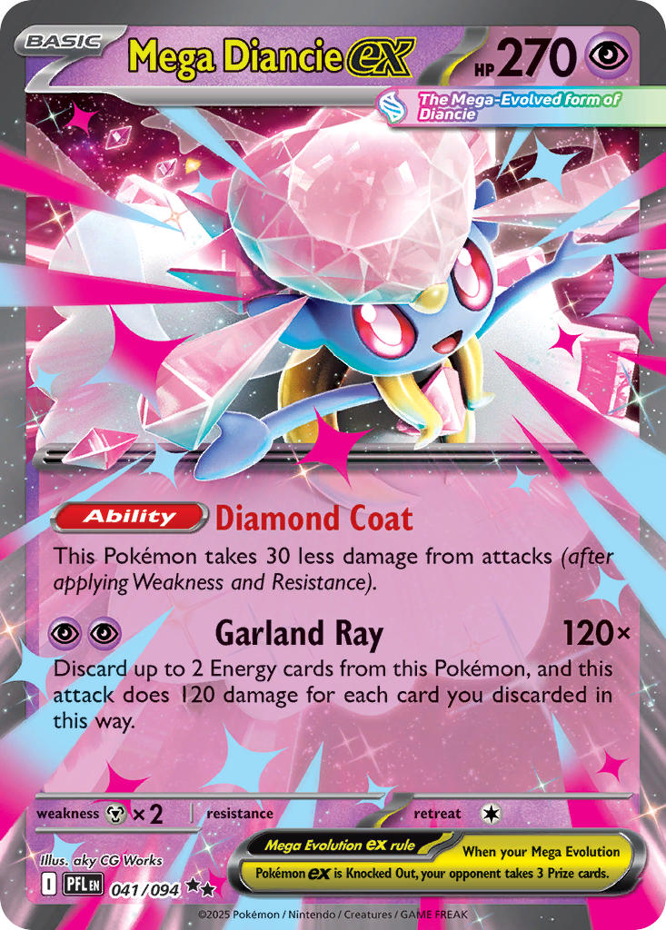 Mega Diancie ex 2025 Phantasmal Flames Phantasmal Flames #041/094 Near Mint