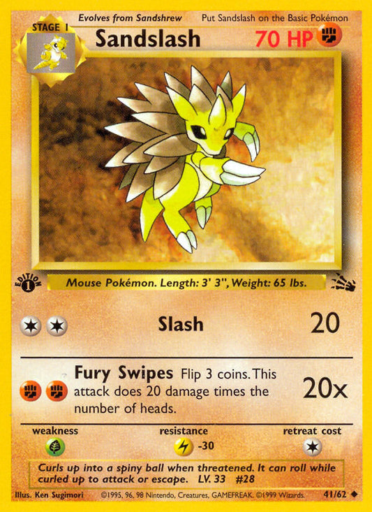 Sandslash 1999 Fossil 1st Edition #41/62 Trading Card Lightly Played