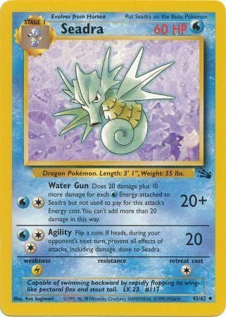 Seadra 1999 Fossil Unlimited #42/62 Trading Card Lightly Played