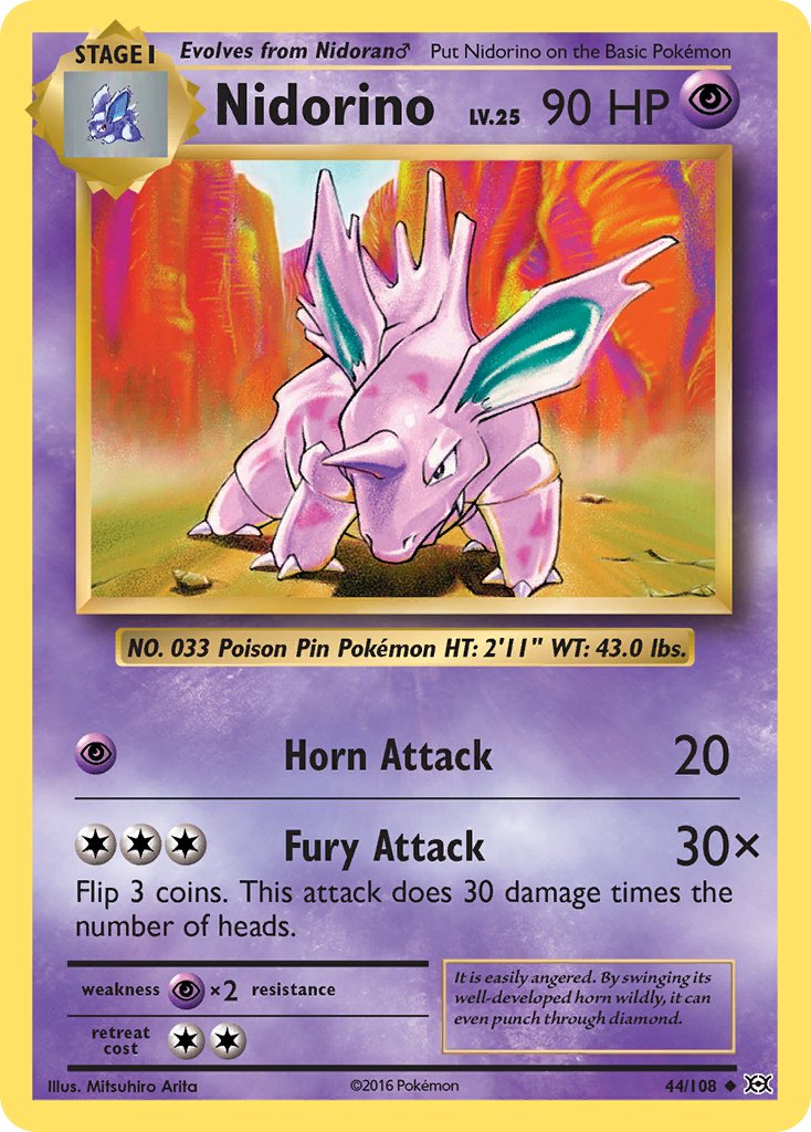 Nidorino 2016 Evolutions Evolutions #44/108 Lightly Played