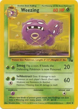 Weezing 1999 Fossil Unlimited #45/62 Trading Card Moderately Played