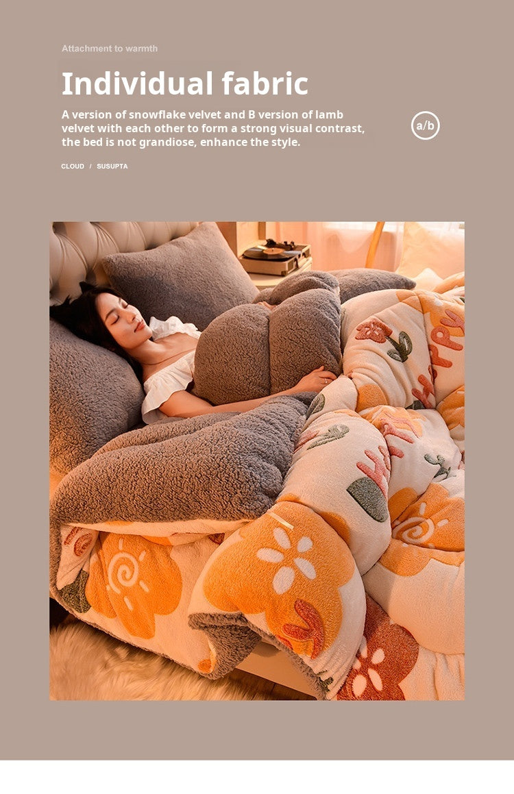 Manta de lana de cordero – Edredón de invierno de terciopelo de doble cara engrosado Cálido para cama y dormitorio