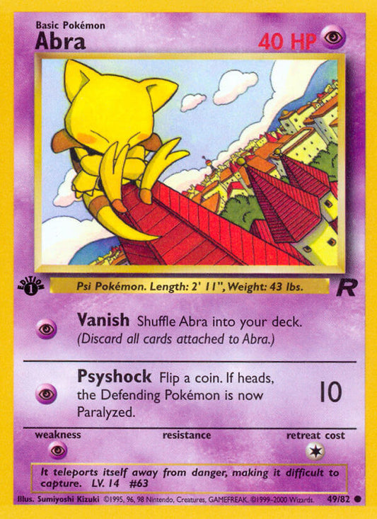 Abra 2000 Team Rocket 1st Edition #49/82 Trading Card Near Mint