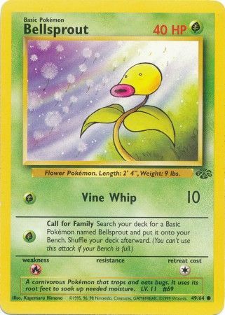 Bellsprout 1999 Jungle Unlimited #49/64 Trading Card Lightly Played