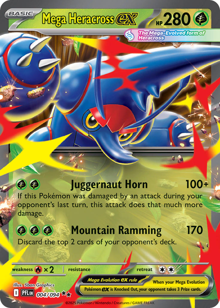 Mega Heracross ex #004/094 Llamas Fantasmales 2025 Casi Nuevo