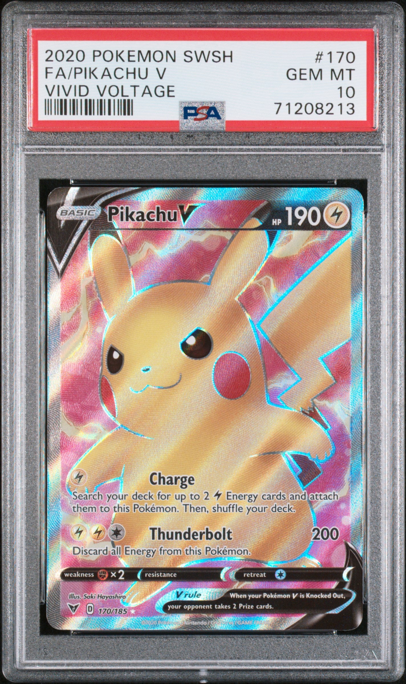 Pikachu V #170/185 Vivid Voltage 2020 PSA 10