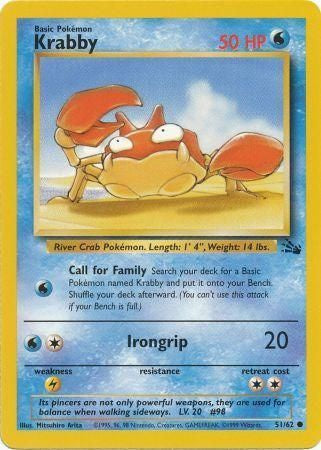 Krabby 1999 Fossil Unlimited #51/62 Trading Card Moderately Played