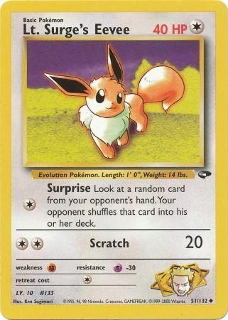 Lt. Surge's Eevee 2000 Gym Challenge Unlimited #51/132 Trading Card Moderately Played