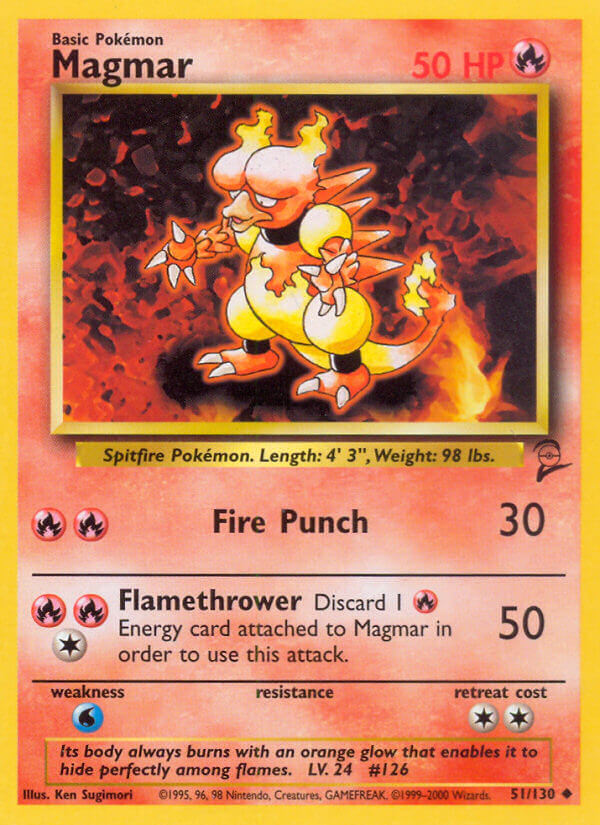 Magmar 2000 Base Set 2 #51/130 Trading Card Near Mint
