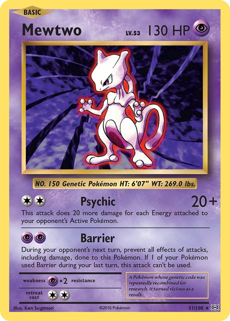 Mewtwo 2016 Evolutions Evolutions #51/108 Moderately Played