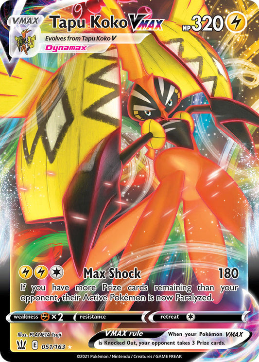 Tapu Koko VMAX 2021 Styles de combat Styles de combat #051/163 Quasi neuf