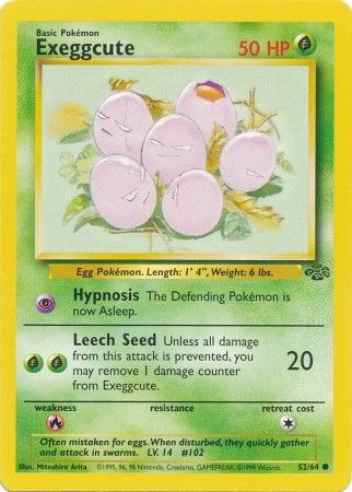 Exeggcute 1999 Jungle Unlimited #52/64 Trading Card Lightly Played