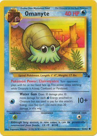 Omanyte 1999 Fossil Unlimited #52/62 Trading Card Near Mint