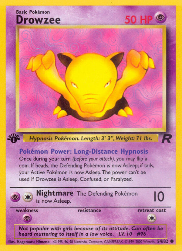 Drowzee 2000 Team Rocket 1st Edition #54/82 Trading Card Near Mint