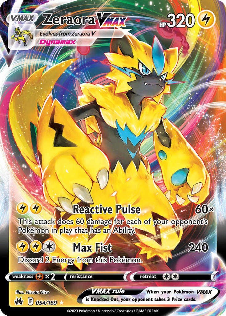Zeraora VMAX #054/159 Crown Zenith 2023 Near Mint