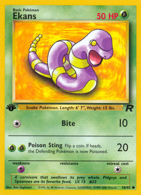 Ekans 2000 Team Rocket 1st Edition #56/82 Trading Card Near Mint
