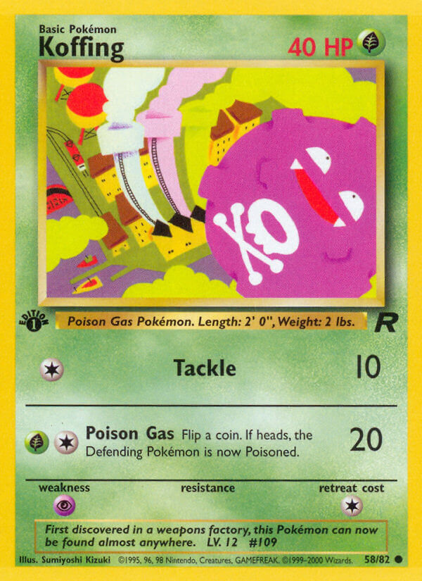 Koffing 2000 Team Rocket 1st Edition #58/82 Trading Card Near Mint