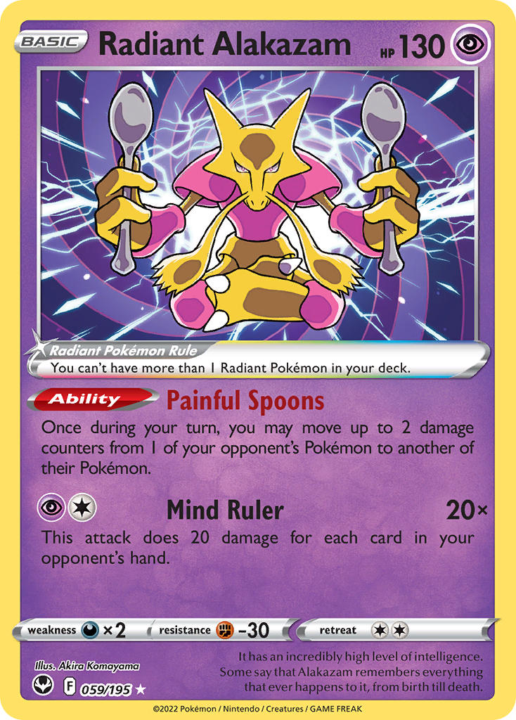 Radiant Alakazam 2022 Tempestad Plateada Tempestad Plateada #059/195 Casi Nuevo