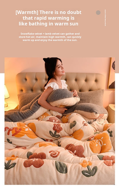 Manta de lana de cordero – Edredón de invierno de terciopelo de doble cara engrosado Cálido para cama y dormitorio