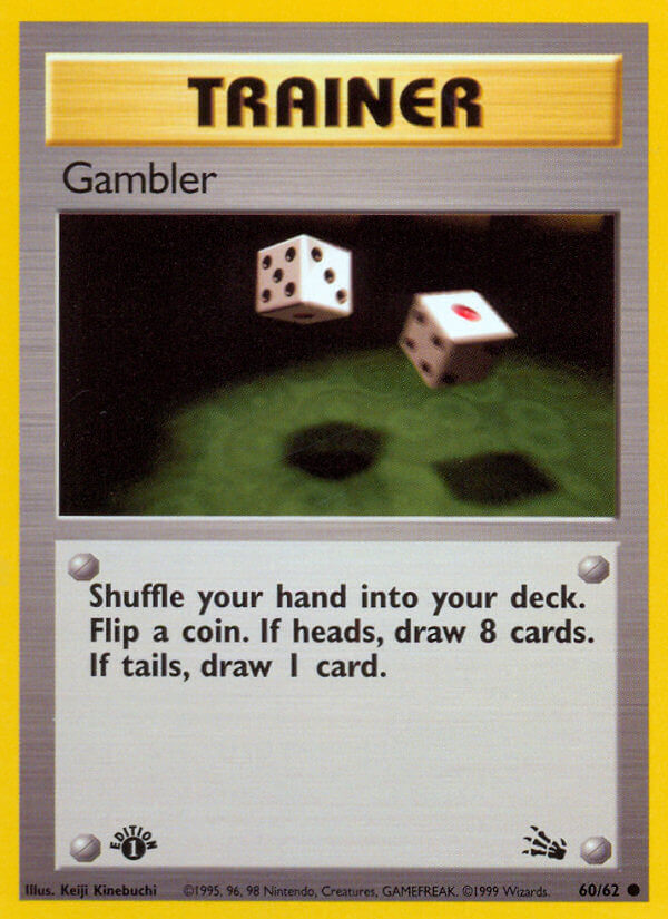 Gambler 1999 Fossil 1st Edition #60/62 Trading Card Near Mint