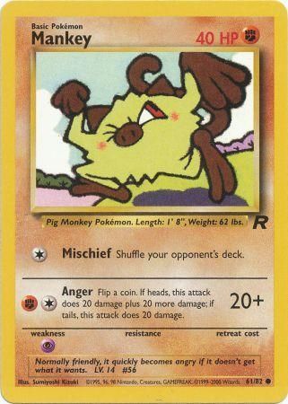 Mankey 2000 Team Rocket Unlimited #61/82 Trading Card Damaged