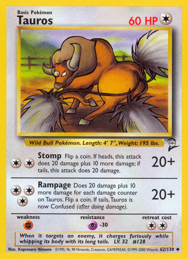 Tauros 2000 Base Set 2 #62/130 Trading Card Near Mint