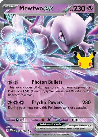 Mewtwo ex #064/128 30th Celebration 2026 Near Mint