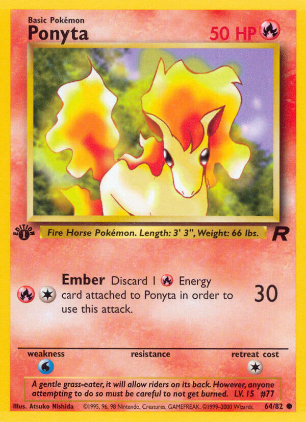 Ponyta 2000 Team Rocket 1st Edition #64/82 Trading Card Near Mint
