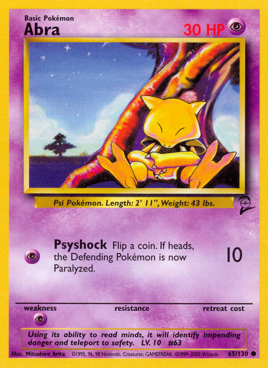 Carta coleccionable Abra 2000 Base Set 2 #65/130 muy jugada