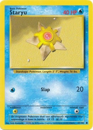 Staryu 1999 Base Set Unlimited #65/102 Trading Card Moderately Played