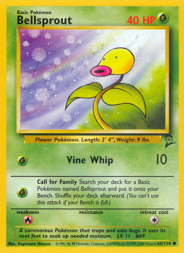Bellsprout 2000 Base Set 2 #66/130 Trading Card Damaged