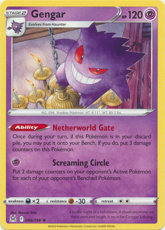 Gengar 2022 Origine Perdue Origine Perdue #066/196 Quasi Neuf